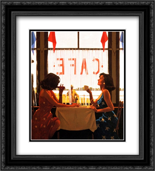 Cafe Days 2x Matted 20x24 Black Ornate Wood Framed Art Print Poster with Double Matting by Vettriano, Jack