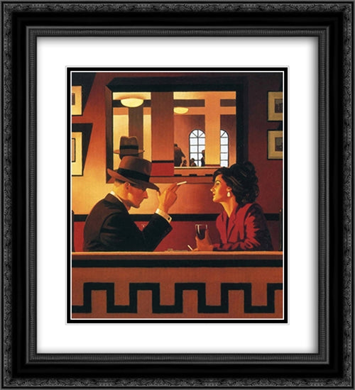 Man in the Mirror 2x Matted 20x24 Black Ornate Wood Framed Art Print Poster with Double Matting by Vettriano, Jack