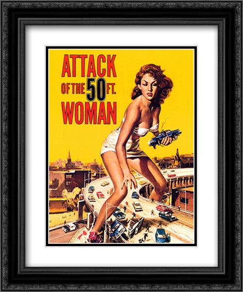 Attack Of The 50Ft Woman 20x24 Black Ornate Wood Framed Movie Poster with Double Matting