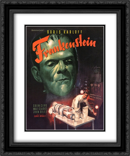Frankenstein 20x24 Black Ornate Wood Framed Movie Poster with Double Matting