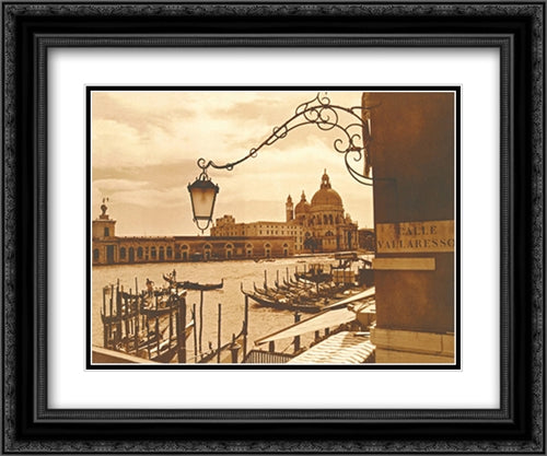 Grand Canal Traffic, Venice 2x Matted 20x24 Black Ornate Wood Framed Art Print Poster with Double Matting by Salmieri