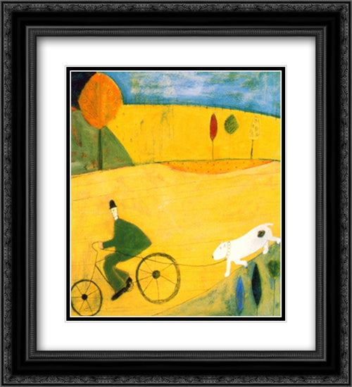 Walking the Dog 2x Matted 20x24 Black Ornate Wood Framed Art Print Poster with Double Matting by Spence, Annora