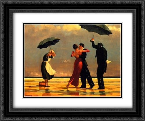 The Singing Butler 2x Matted 24x20 Black Ornate Wood Framed Art Print Poster with Double Matting by Vettriano, Jack