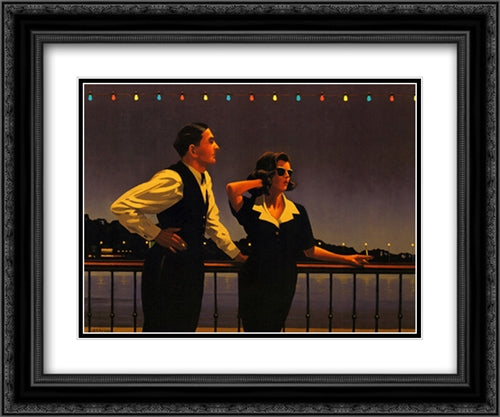 Midnight Blue 2x Matted 24x20 Black Ornate Wood Framed Art Print Poster with Double Matting by Vettriano, Jack