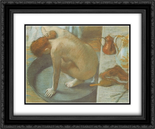 Le Tub 2x Matted 24x20 Black Ornate Wood Framed Art Print Poster with Double Matting by Degas, Edgar