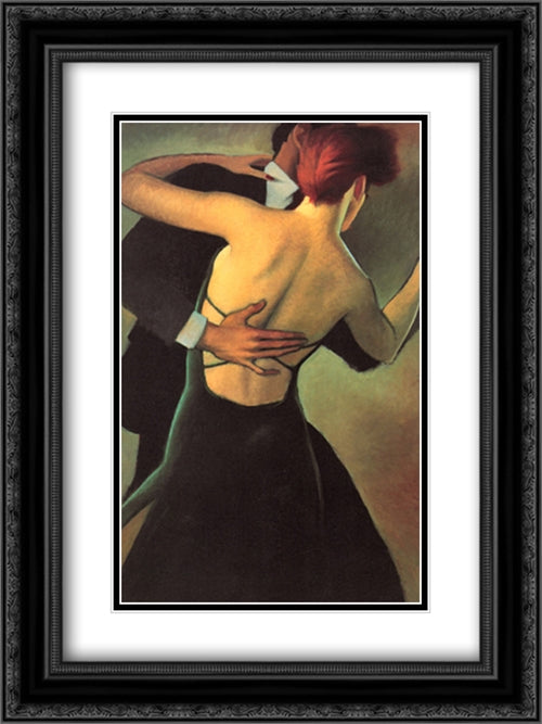 Evening in Jade 2x Matted 18x24 Black Ornate Wood Framed Art Print Poster with Double Matting by Brauer, Bill