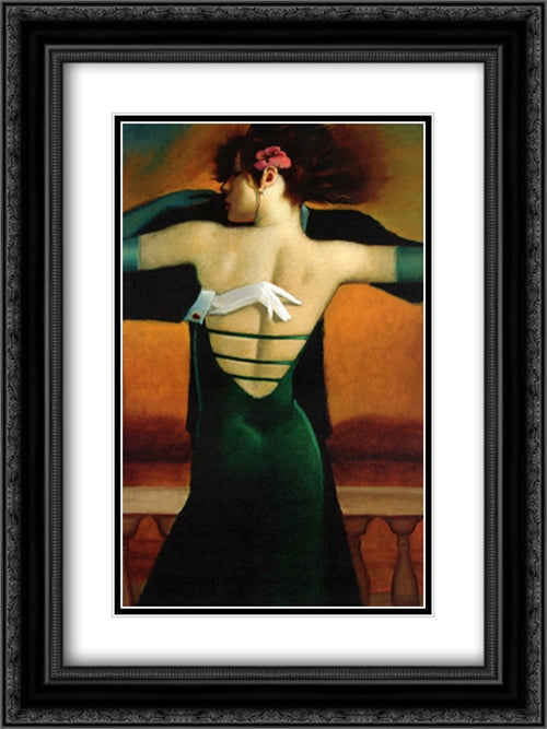 Touch of Ivory 2x Matted 18x24 Black Ornate Wood Framed Art Print Poster with Double Matting by Brauer, Bill