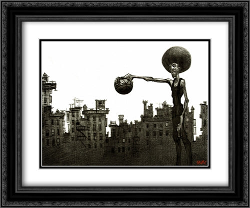 The Baller 2x Matted 24x20 Black Ornate Wood Framed Art Print Poster with Double Matting by Bua, Justin