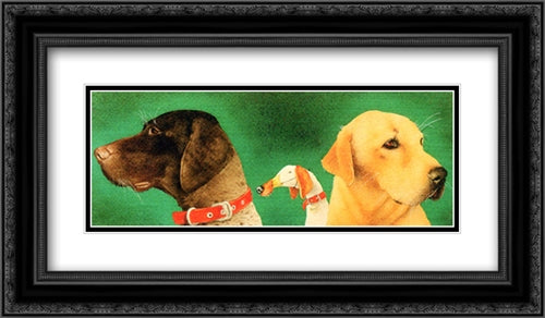 Bird Dogs 22x15 Black Ornate Wood Framed Art Print Poster with Double Matting by Bullas, Will