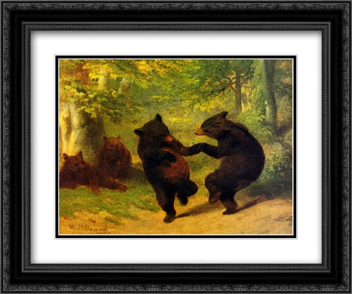 Dancing Bears 21x18 Black Ornate Wood Framed Art Print Poster with Double Matting by Beard, William