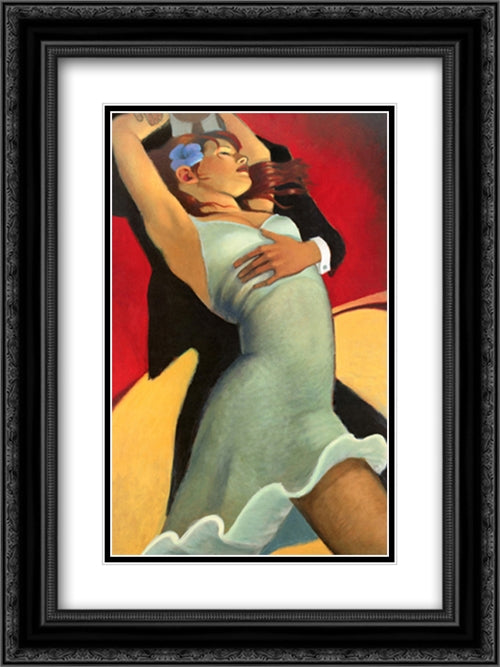 Scarlet Dancer 2x Matted 18x24 Black Ornate Wood Framed Art Print Poster with Double Matting by Brauer, Bill