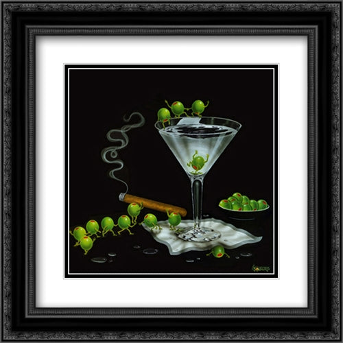 Martini Limbo 16x16 Black Ornate Wood Framed Art Print Poster with Double Matting by Godard, Michael