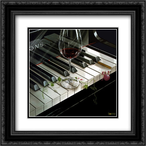 The Key to Wine 16x16 Black Ornate Wood Framed Art Print Poster with Double Matting by Godard, Michael
