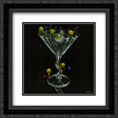 Olives Gone Wild 16x16 Black Ornate Wood Framed Art Print Poster with Double Matting by Godard, Michael