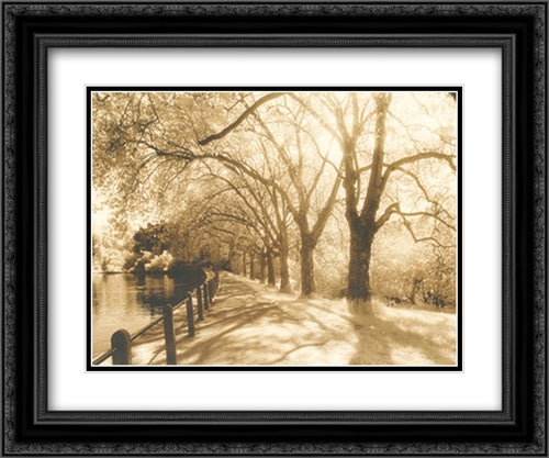 Hampstead Ponds, London 2x Matted 24x20 Black Ornate Wood Framed Art Print Poster with Double Matting by Langley, Derek