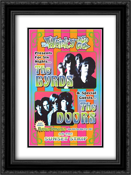 The Byrds, The Doors 2x Matted 18x24 Black Ornate Wood Framed Art Print Poster with Double Matting by Loren, Dennis