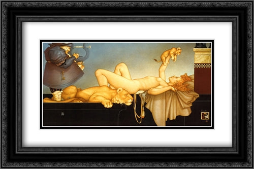 Dawn 2x Matted 24x20 Black Ornate Wood Framed Art Print Poster with Double Matting by Parkes, Michael