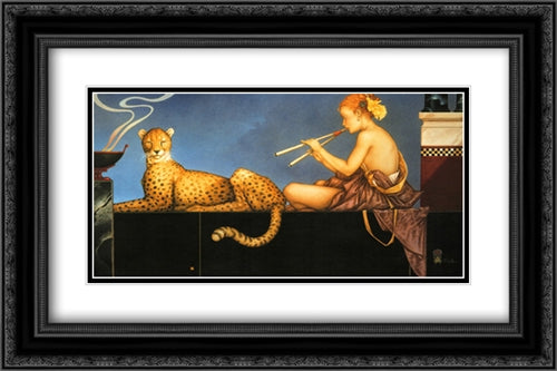 Dusk 2x Matted 24x20 Black Ornate Wood Framed Art Print Poster with Double Matting by Parkes, Michael