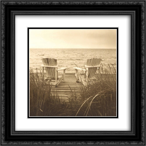 Beach Chairs 17x18 Black Ornate Wood Framed Art Print Poster with Double Matting by Triebert