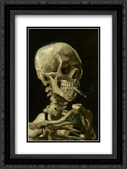 Skull of a Skeleton with Burning Cigarette, c.1885 16x20 Black Ornate Wood Framed Art Print Poster with Double Matting by Van Gogh, Vincent