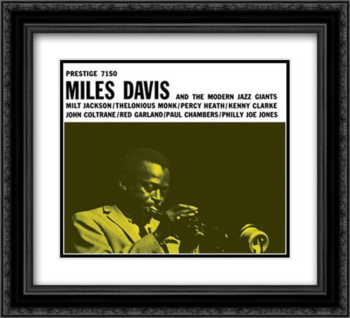 Miles Davis: Prestige 2x Matted 20x20 Black Ornate Wood Framed Art Print Poster with Double Matting