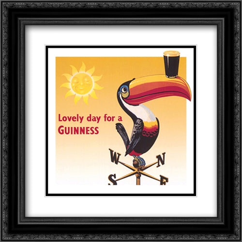 Guinness: Toucan 2x Matted 20x20 Black Ornate Wood Framed Art Print Poster with Double Matting