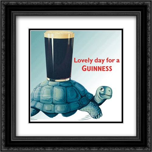 Guinness: Turtle 2x Matted 20x20 Black Ornate Wood Framed Art Print Poster with Double Matting