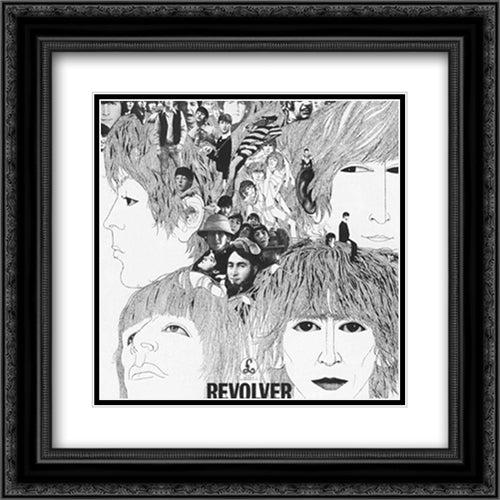 Beatles: Revolver 2x Matted 20x20 Black Ornate Wood Framed Art Print Poster with Double Matting