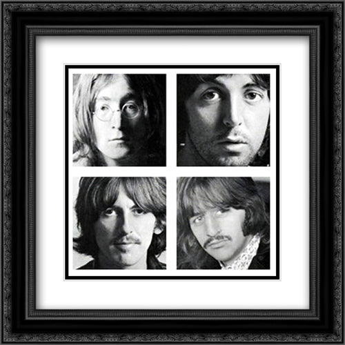 Beatles: White Album 2x Matted 20x20 Black Ornate Wood Framed Art Print Poster with Double Matting