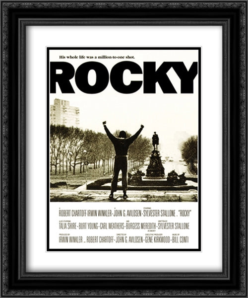 Rocky Movie Score 20x24 Black Ornate Wood Framed Movie Poster with Double Matting