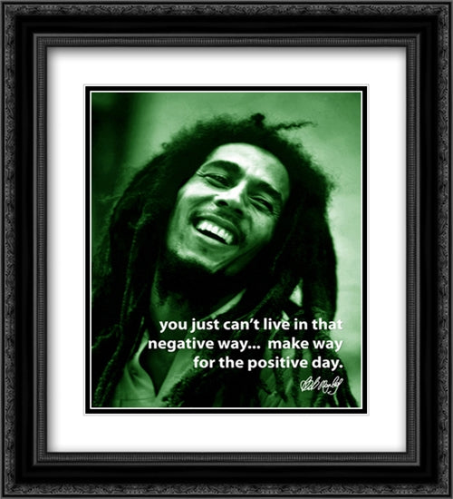 Bob Marley: Positive Day 2x Matted 20x24 Black Ornate Wood Framed Art Print Poster with Double Matting