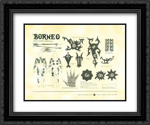 Tattoos of Borneo 2x Matted 20x24 Black Ornate Wood Framed Art Print Poster with Double Matting