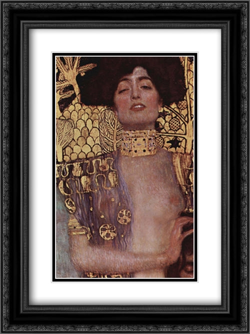 JUDITH 2x Matted 20x24 Black Ornate Wood Framed Art Print Poster with Double Matting by Klimt, Gustav