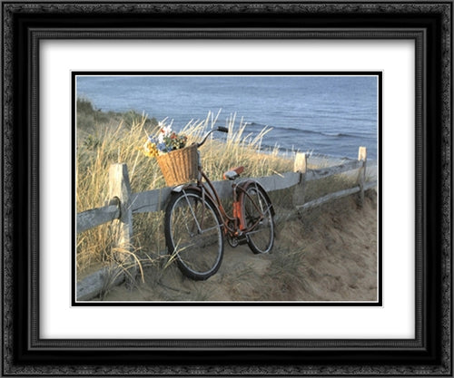 Beach Petals 2x Matted 24x20 Black Ornate Wood Framed Art Print Poster with Double Matting by Duggan, Marcia Joy