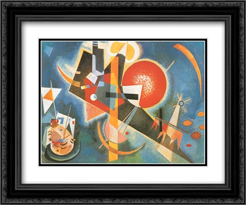 Im Blau, c.1925 2x Matted 24x20 Black Ornate Wood Framed Art Print Poster with Double Matting by Kandinsky, Wassily