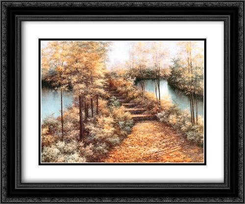 Autumn Leaves 2x Matted 20x24 Black Ornate Wood Framed Art Print Poster with Double Matting by Romanello, Diane