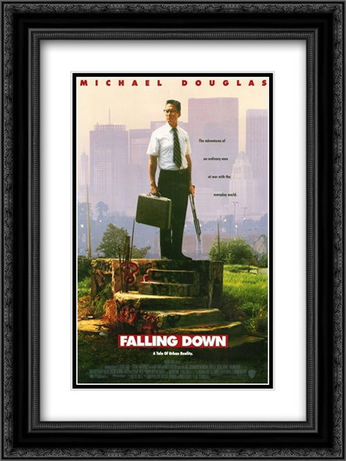 Falling Down 18x24 Black Ornate Wood Framed Movie Poster with Double Matting