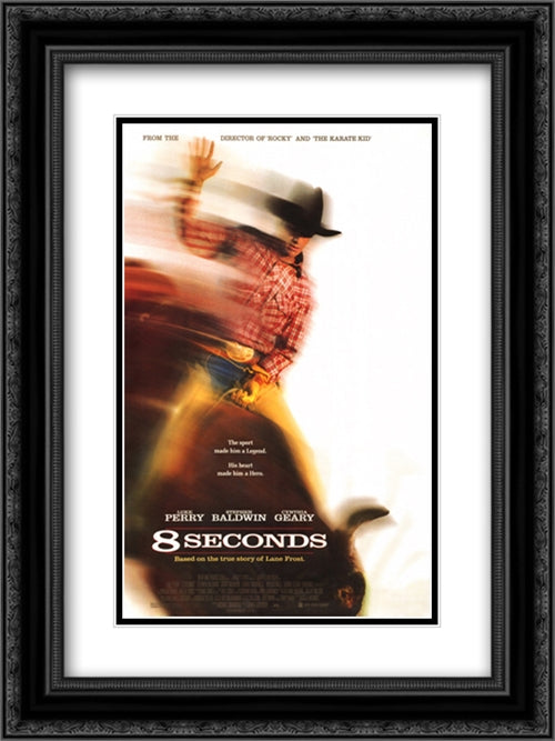 8 Seconds 18x24 Black Ornate Wood Framed Movie Poster with Double Matting