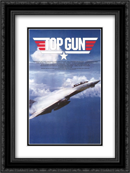 Top Gun 18x24 Black Ornate Wood Framed Movie Poster with Double Matting