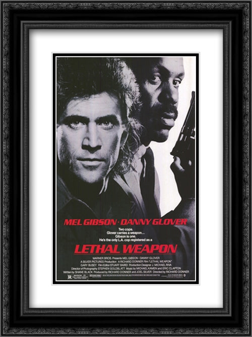 Lethal Weapon 18x24 Black Ornate Wood Framed Movie Poster with Double Matting