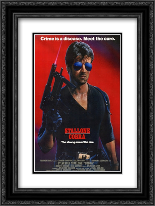 Cobra 18x24 Black Ornate Wood Framed Movie Poster with Double Matting