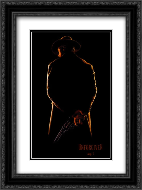 Unforgiven 18x24 Black Ornate Wood Framed Movie Poster with Double Matting