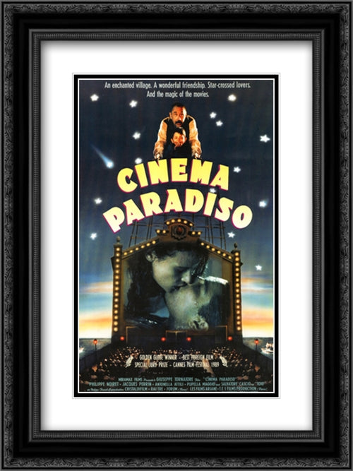 Cinema Paradiso 18x24 Black Ornate Wood Framed Movie Poster with Double Matting