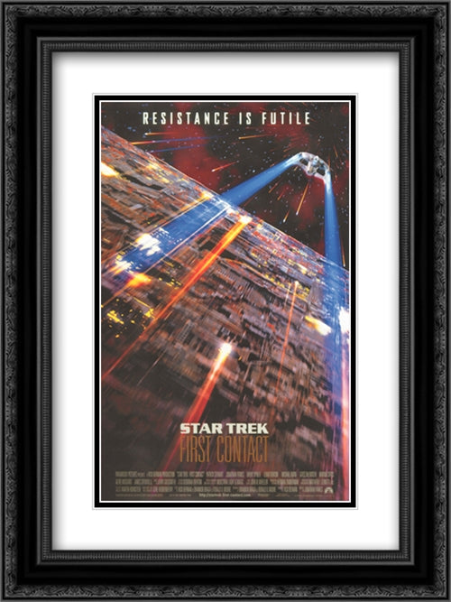 Star Trek: First Contact 18x24 Black Ornate Wood Framed Movie Poster with Double Matting