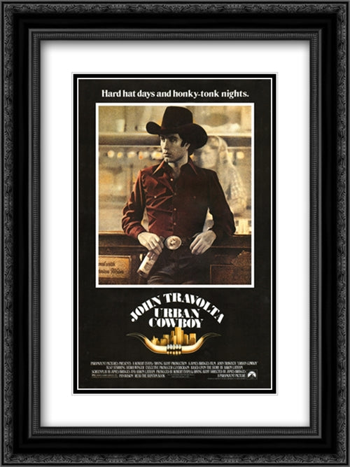 Urban Cowboy 18x24 Black Ornate Wood Framed Movie Poster with Double Matting