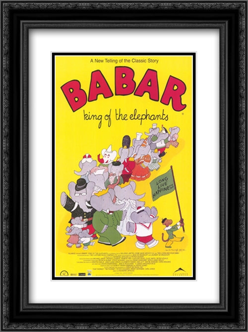 Babar: King of the Elephants 18x24 Black Ornate Wood Framed Movie Poster with Double Matting