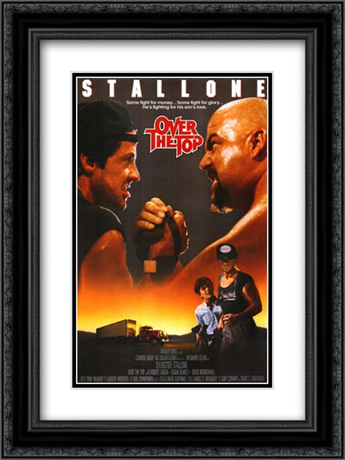 Over the Top 18x24 Black Ornate Wood Framed Movie Poster with Double Matting