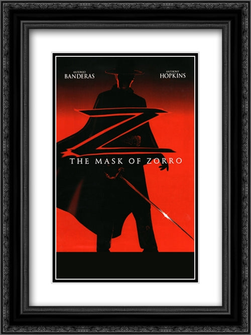 The Mask of Zorro 18x24 Black Ornate Wood Framed Movie Poster with Double Matting