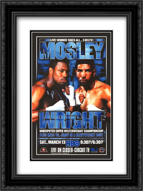 Winky Wright vs Shane Mosley 18x24 Black Ornate Wood Framed Movie Poster with Double Matting