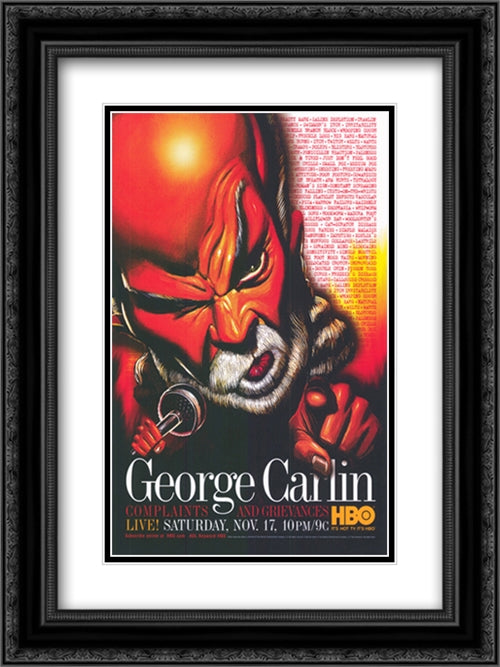 George Carlin: Complaints 18x24 Black Ornate Wood Framed Movie Poster with Double Matting